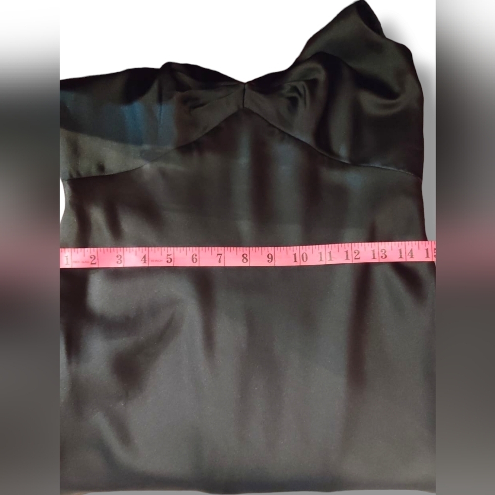 Satin dress with embroidery. Size 10. Plunging Neckline. - Picture 7 of 12